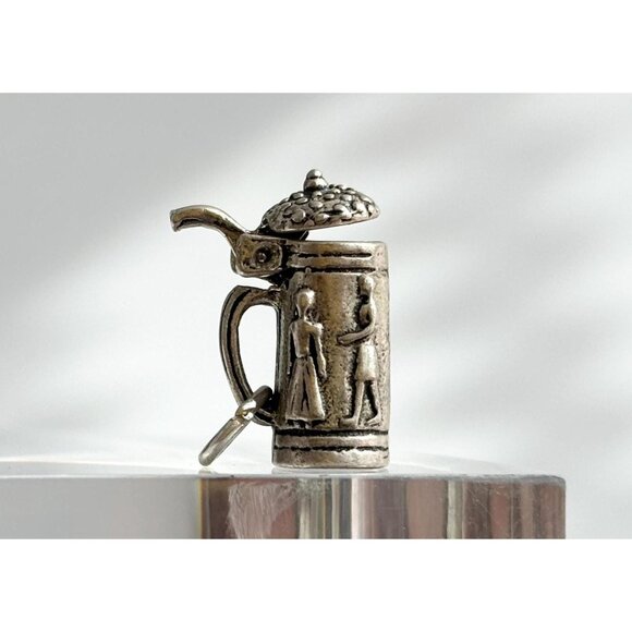German Stein Mug Craft Beer Lidded Teeny Tiny Figural Vintage Pendant | Charm - Picture 1 of 11